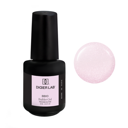 Ehitusgeel, BBIO, pink mask glitter, HEMA&TPO vaba, Didier Lab, 15ml