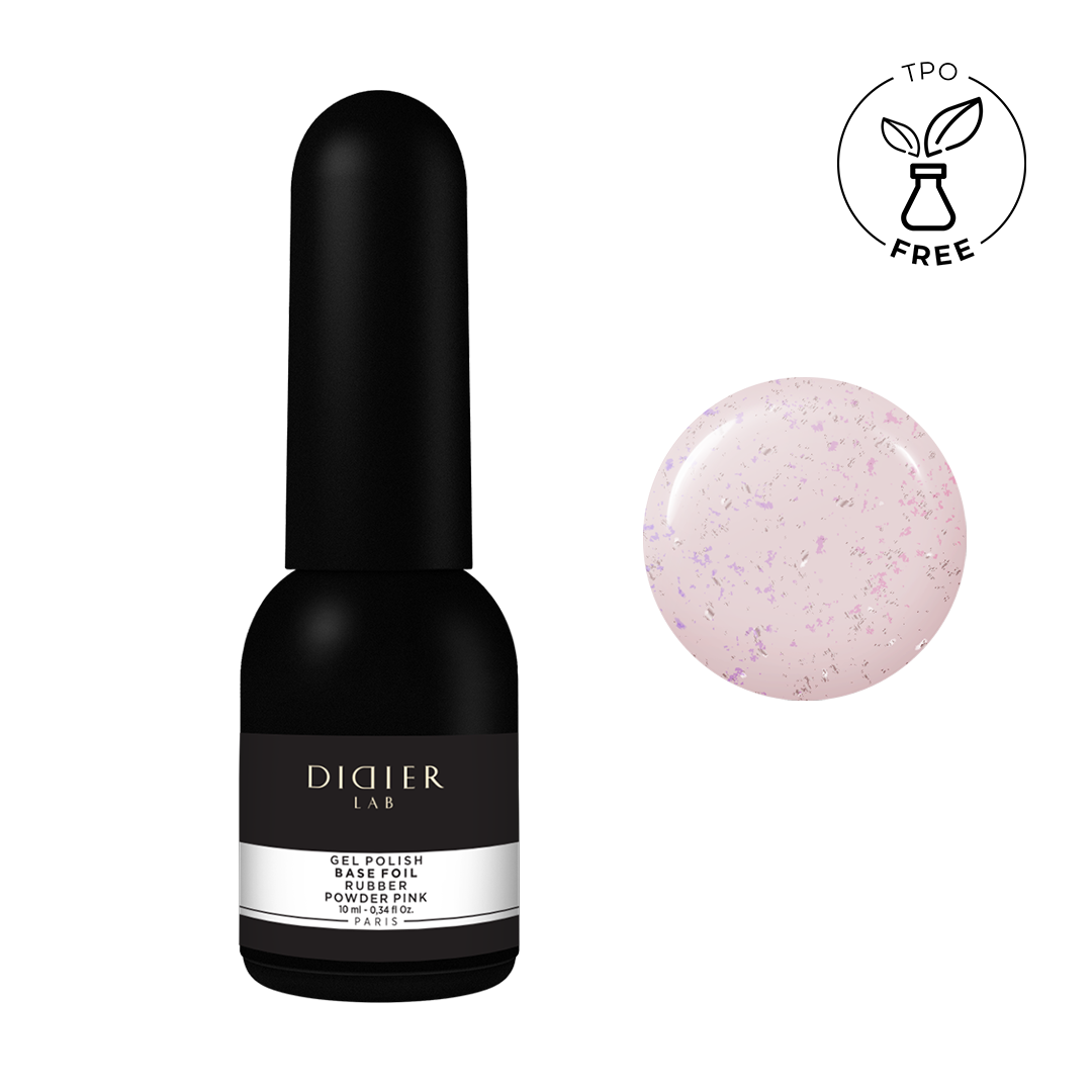 Aluslakk, Rubber Base, Foil Powder Pink, HEMA&TPO vaba, Didier Lab, 10ml