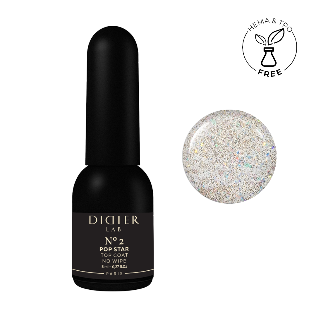 Pealislakk, Pop Star, No Wipe, No2, Didier Lab, 8ml