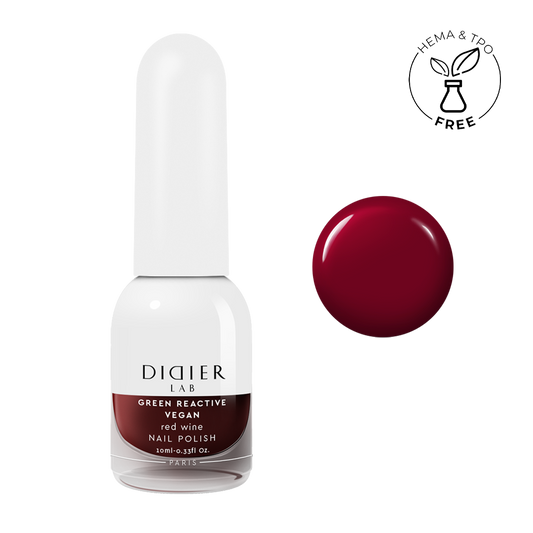 Küünelakk, Vegan Green Reactive, Red Wine, HEMA&TPO vaba, Didier Lab, 10ml