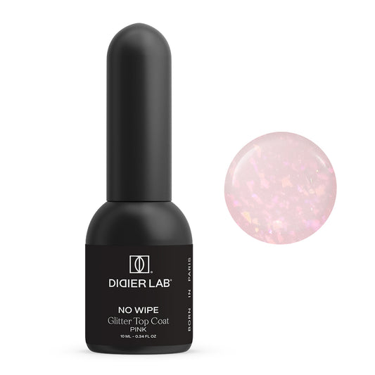 Pealislakk, No Wipe Glitter, pink, Didier Lab, 10 ml