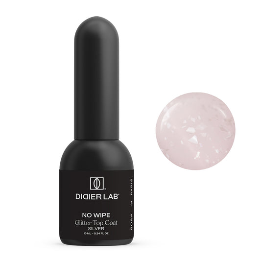 Pealislakk, No Wipe Glitter, silver, Didier Lab, 10 ml